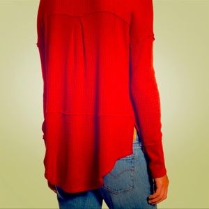Nordstrom NWOT Orange/Red Henley Top Large